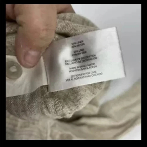 Orvis Womens Small Beige Linen Blend Beige Striped Button Up Long Sleeve Shirt - Picture 7 of 7